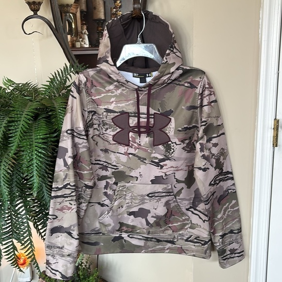 Under Armour Storm Camouflage Hoodie Embroidered Logo Fleece Lined Hunting - Picture 15 of 15